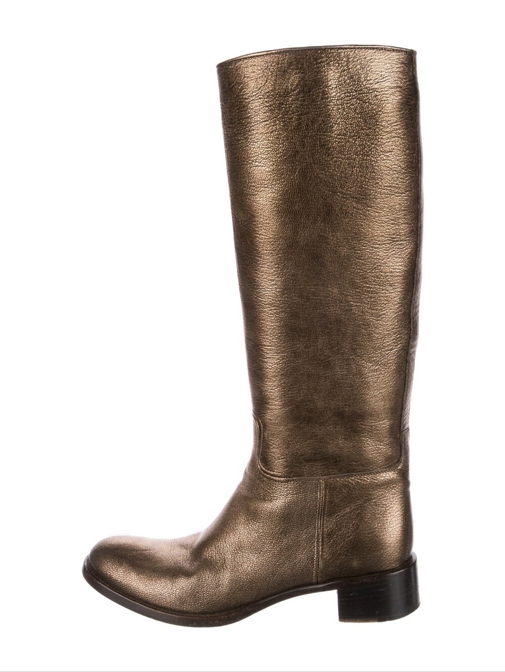 Metallic Gold Leather Riding Boots